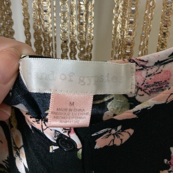 Pink and black floral button down boho maxi dress spaghetti strap sundress - Picture 3 of 8